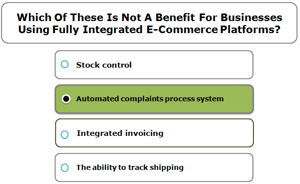 Which of these is not a benefit for businesses using fully integrated e-commerce platforms?